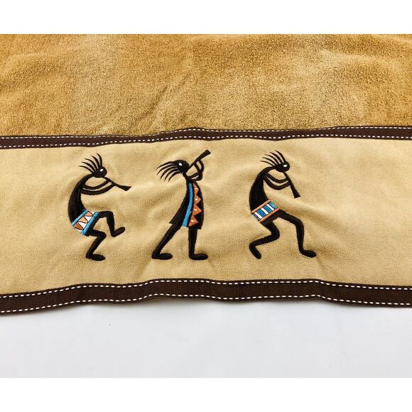 Avanti Kokopelli Bath Body Towel Gold Nutmeg Blue Orange Velour Style Fabric Bot - Picture 3 of 11